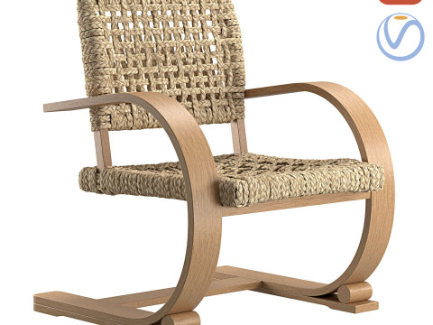 Silla Bali en U Roble Claro Modelo 3D