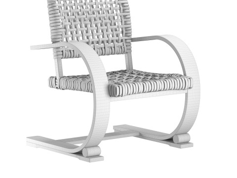 Kursi Bali berbentuk U Light Oak Model 3D