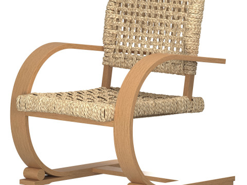 Kursi Bali berbentuk U Light Oak Model 3D