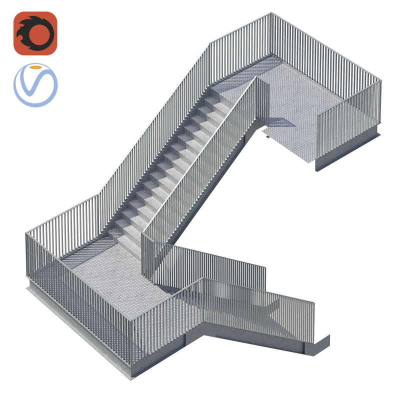 Conjunto de construtor de escada industrial modular de metal Modelo 3D .c4d .max .obj .3ds .fbx .stl .blend 