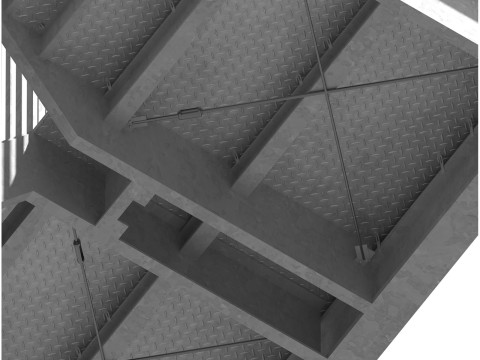 Conjunto de construtor de escada industrial modular de metal Modelo 3D