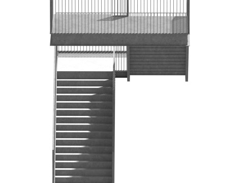 Conjunto de construtor de escada industrial modular de metal Modelo 3D
