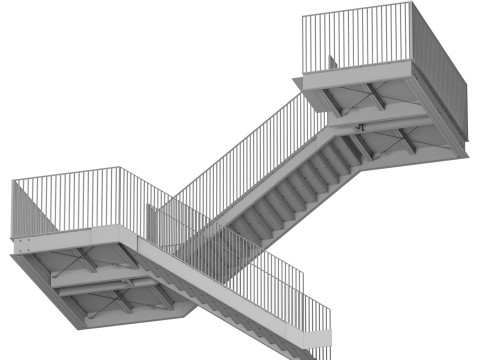 Conjunto de construtor de escada industrial modular de metal Modelo 3D