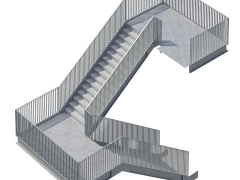 Conjunto de construtor de escada industrial modular de metal Modelo 3D