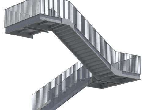 Conjunto de construtor de escada industrial modular de metal Modelo 3D