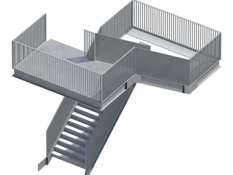 Conjunto de construtor de escada industrial modular de metal Modelo 3D