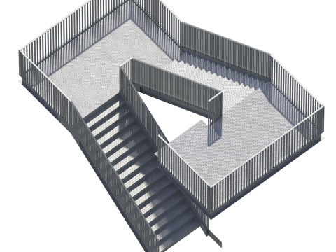 Conjunto de construtor de escada industrial modular de metal Modelo 3D