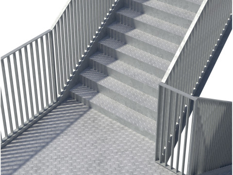 Conjunto de construtor de escada industrial modular de metal Modelo 3D