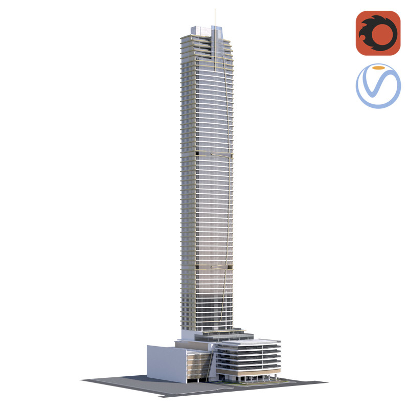 Generic High Rise building for exterior city scene 3D Model .c4d .max .obj .3ds .fbx .stl .blend
