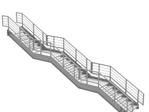 Metal Modular Industrial Staircase Builder set 02 3D Model