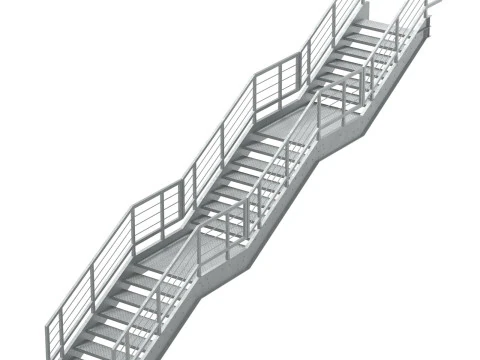Metal Modular Industrial Staircase Builder set 02 3D Model