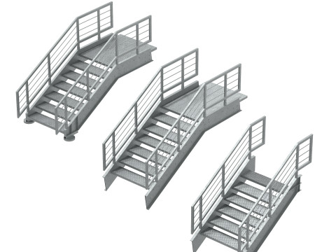 Набор для сборки металлических модульных промышленных лестниц 02 3D Модель