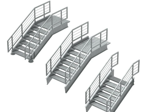 Metal Modular Industrial Staircase Builder set 02 3D Model