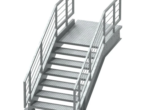 Metal Modular Industrial Staircase Builder set 02 3D Model