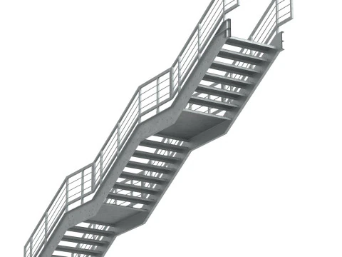 Metal Modular Industrial Staircase Builder set 02 3D Model