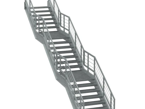 Metal Modular Industrial Staircase Builder set 02 3D Model