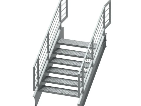 Metal Modular Industrial Staircase Builder set 02 3D Model