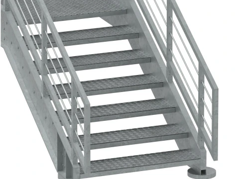 Metal Modular Industrial Staircase Builder set 02 3D Model