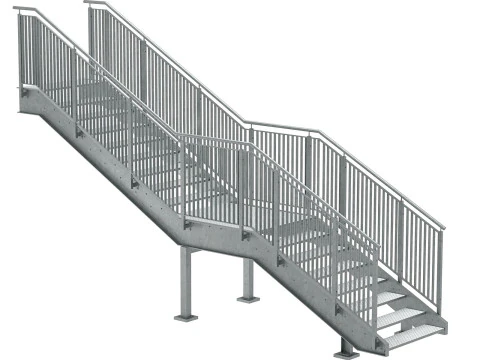 Industrial urban metal stairs with two sections set 03 3D Model