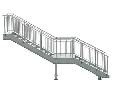 Industrial urban metal stairs with two sections set 03 3D Model