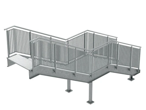 Industrial urban metal stairs with two sections set 03 3D Model