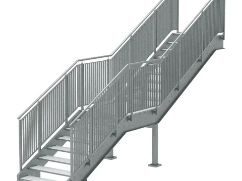 Industrial urban metal stairs with two sections set 03 3D Model