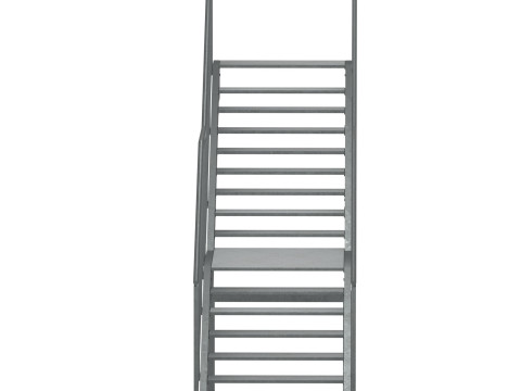 Conjunto de escadas metálicas urbanas industriais com duas seções 03 Modelo 3D