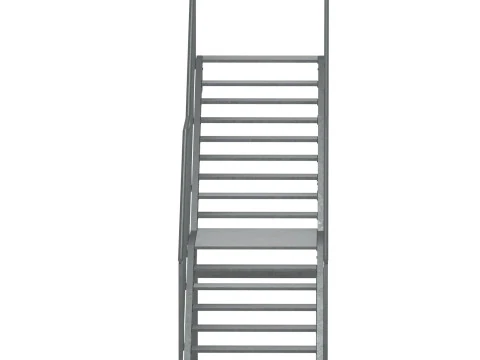 Industrial urban metal stairs with two sections set 03 3D Model