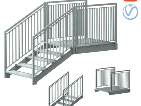 Tramo de escaleras metálicas 04 Modelo 3D