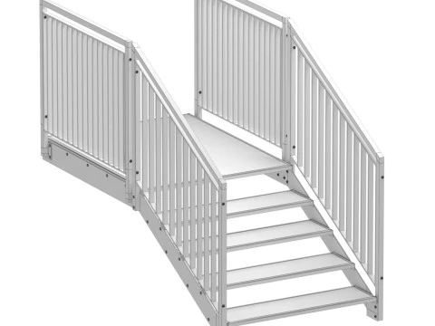 Section of metal stairs 04 3D Model