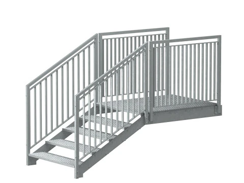 Section of metal stairs 04 3D Model