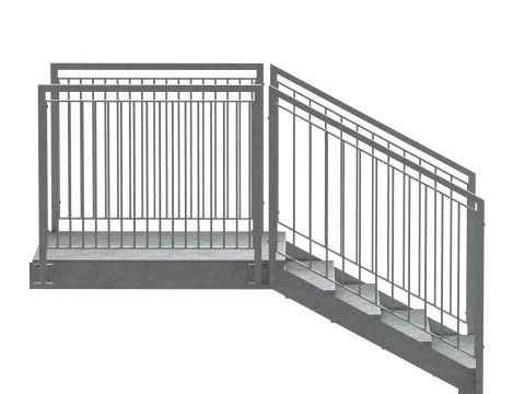 Section of metal stairs 04 3D Model