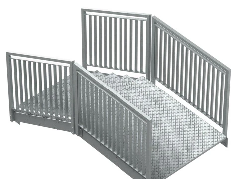 Section of metal stairs 04 3D Model