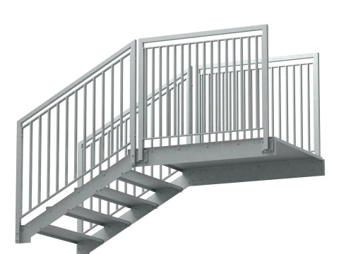 Section of metal stairs 04 3D Model