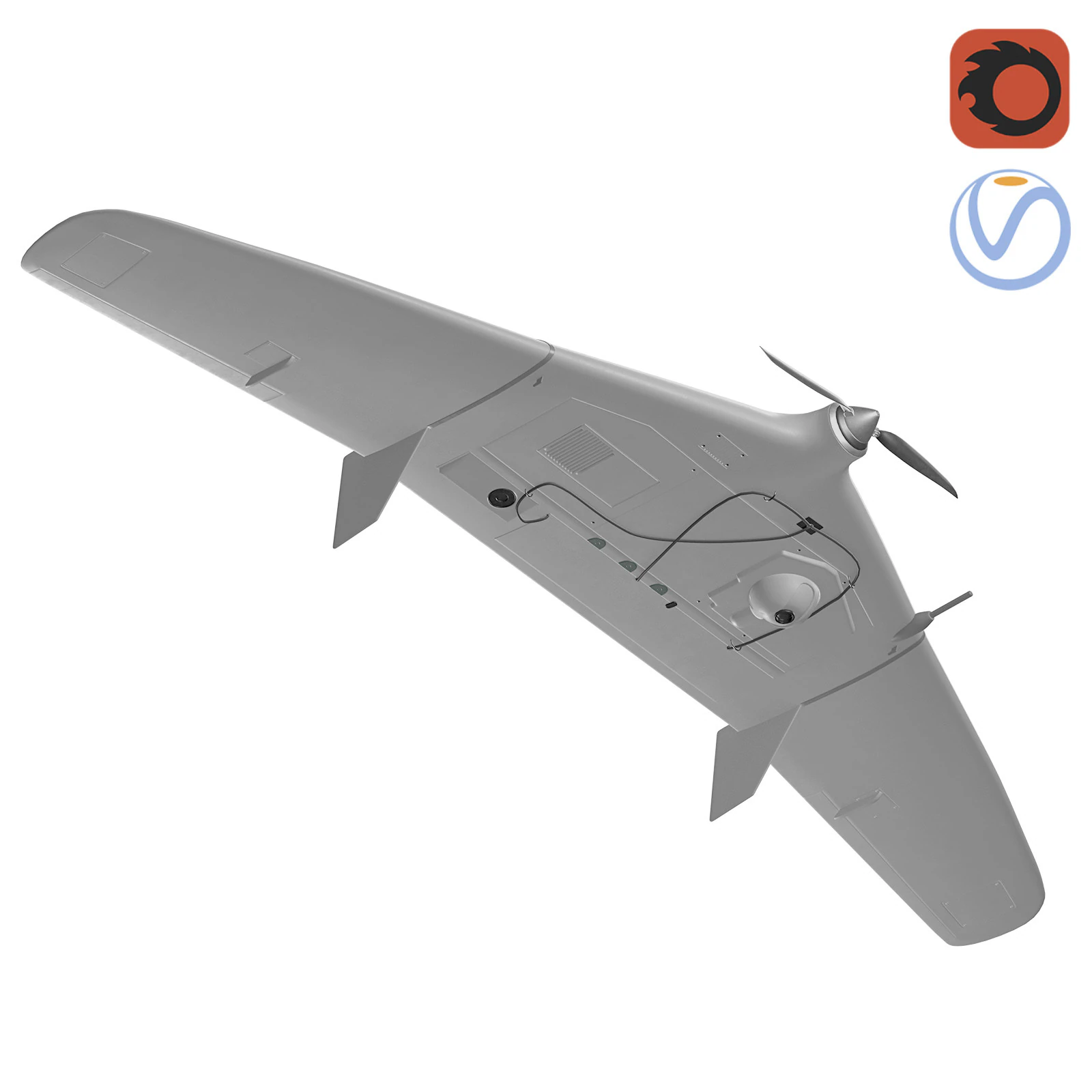 UNMANNED AERIAL VEHICLE TACHYON 3D Model .c4d .max .obj .3ds .fbx .stl .blend 
