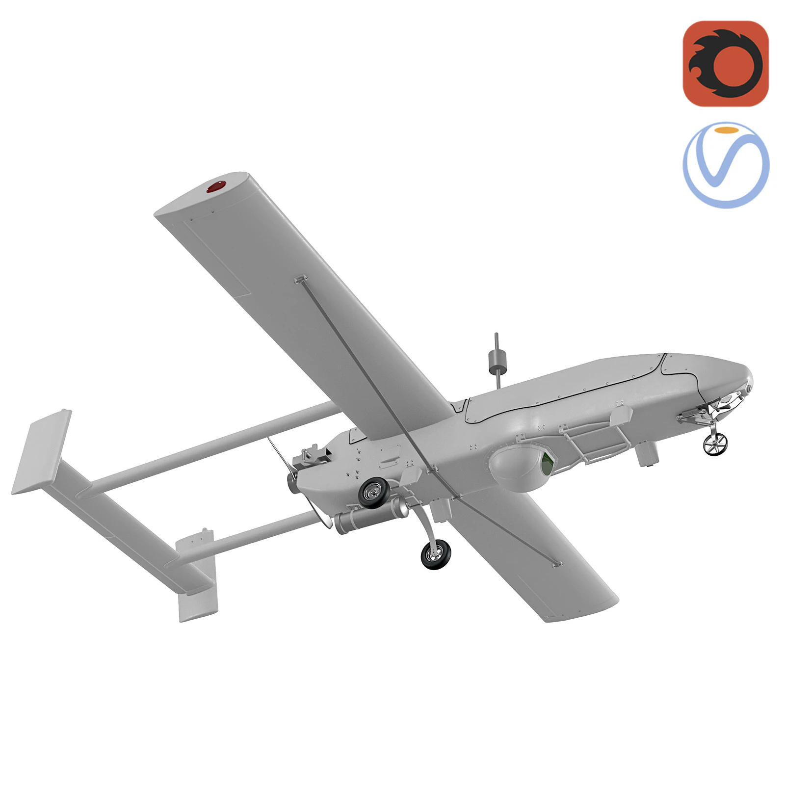 Drone UAV da ricognizione AAI RQ-2 Pioneer Modello 3D .c4d .max .obj .3ds .fbx .stl .blend 