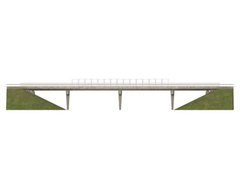 Detailed Concrete bridge at the the road 3D Model