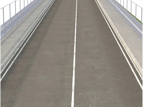Detailed Concrete bridge at the the road 3D Model