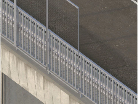 Detailed Concrete bridge at the the road 3D Model