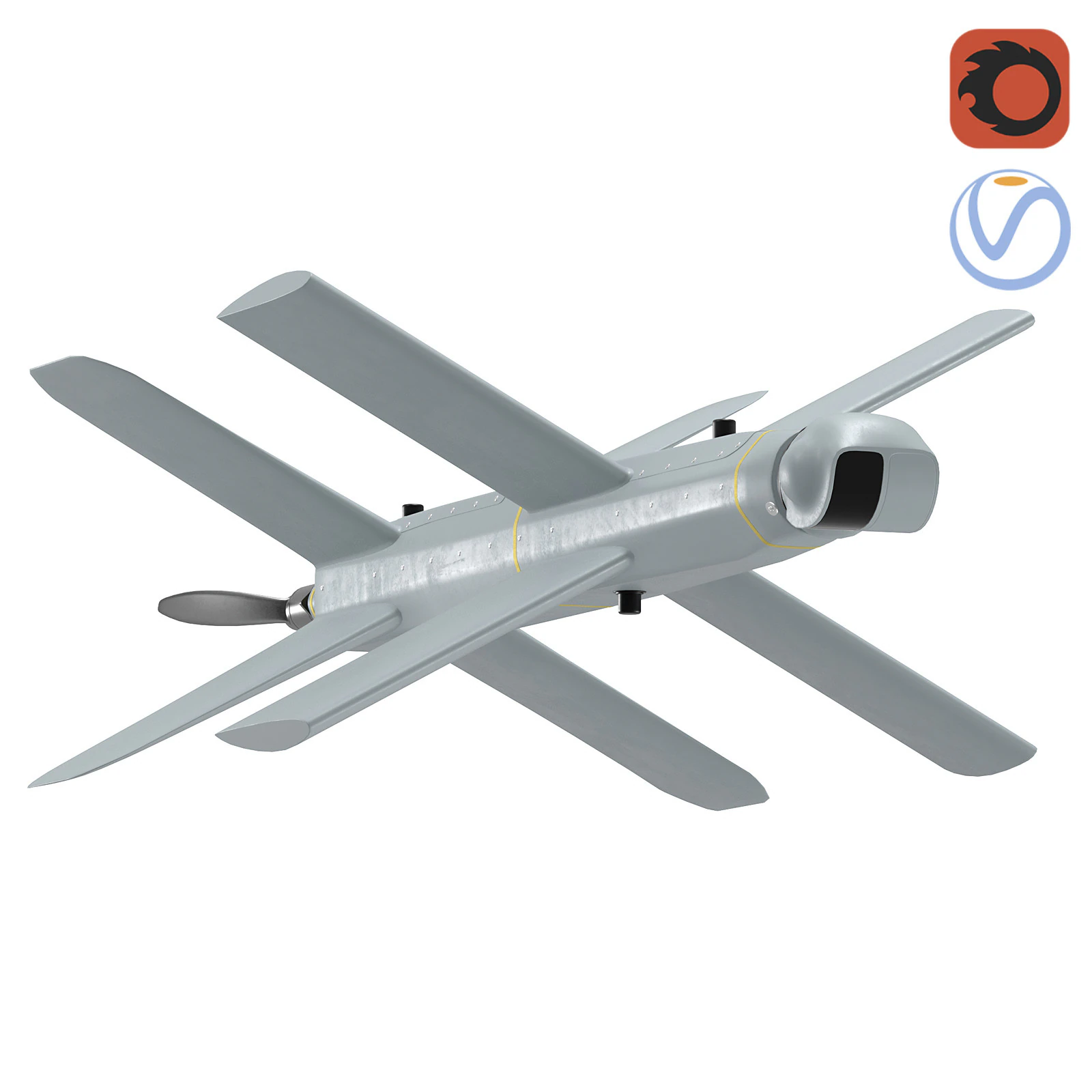 Drone ZALA Lancet UAV Kamikaze Modello 3D .c4d .max .obj .3ds .fbx .stl .blend 