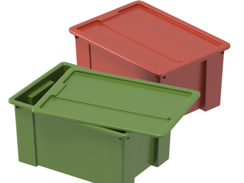 आइकिया सैमला बॉक्स हरा लाल 3D मॉडल