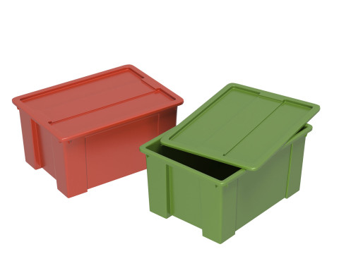 आइकिया सैमला बॉक्स हरा लाल 3D मॉडल