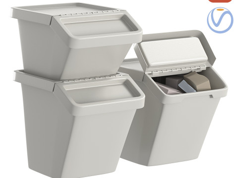 Ikea Sortera Recycling bins white 3D Model