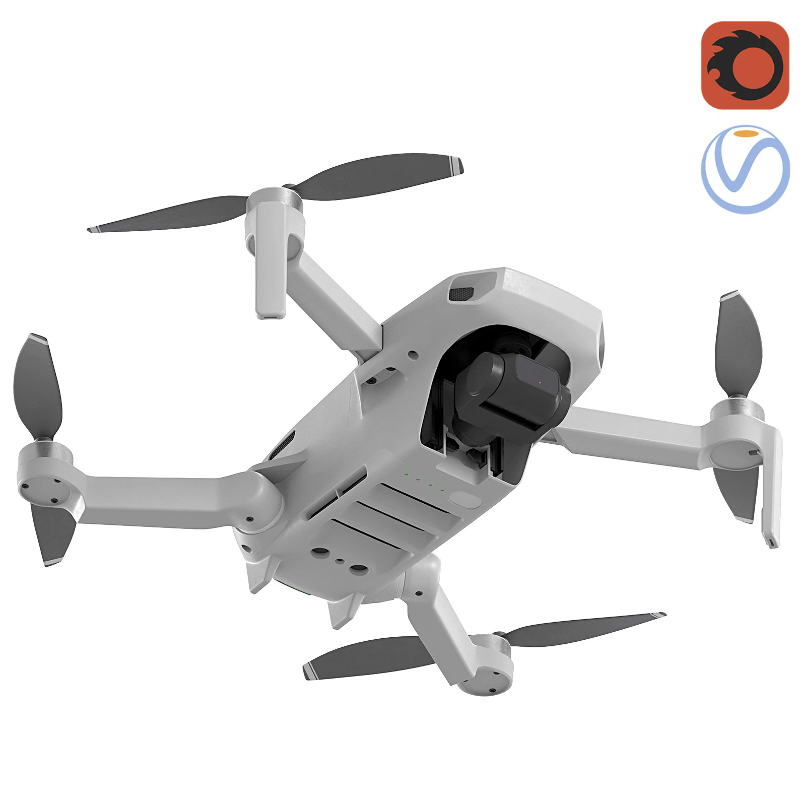 Quadcopter DJI Mavic Mini Drone 3D Model .c4d .max .obj .3ds .fbx .stl .blend