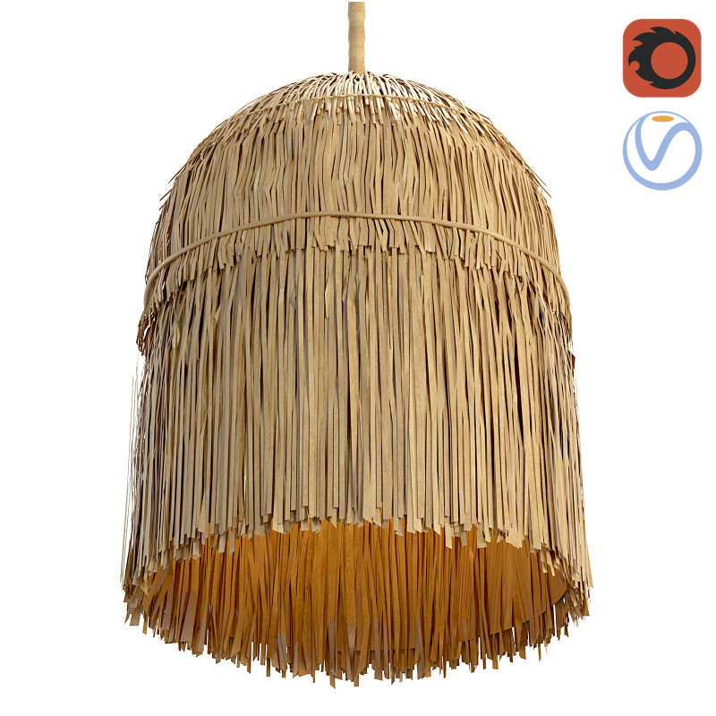 Luminária pendente de teto com folhas redondas de vime Bell Modelo 3D .c4d .max .obj .3ds .fbx .stl .blend 