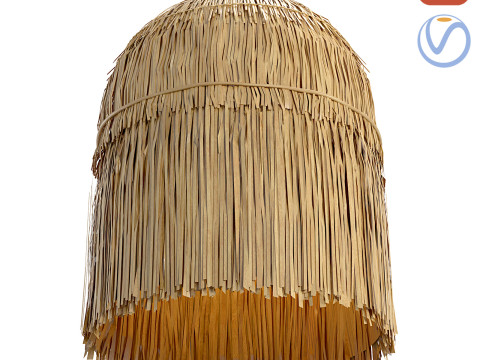 बेल रतन गोल घास की पत्तियां छत का पेंडेंट लैंप 3D मॉडल