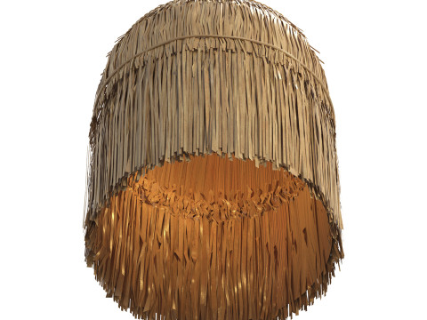 Luminária pendente de teto com folhas redondas de vime Bell Modelo 3D