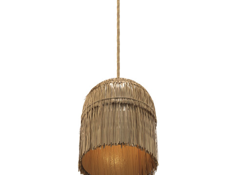 Luminária pendente de teto com folhas redondas de vime Bell Modelo 3D