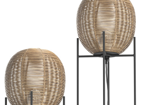 Candeeiro de mesa Sari com lâmpada de vime de bambu Modelo 3D