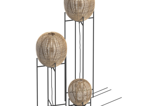 Candeeiro de mesa Sari com lâmpada de vime de bambu Modelo 3D